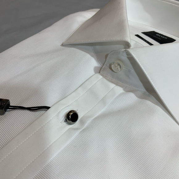 HUGO BOSS WHITE SHIRT JEWEL BUTTONS SZ 40 15 3/4 - Picture 5 of 6